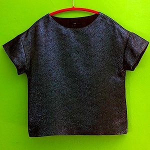 EUC Tibi Lurex Jacquard Top Blue Small